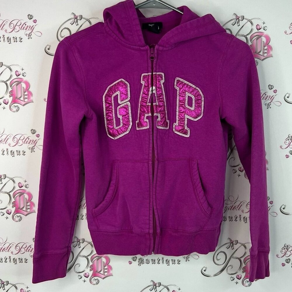 GAP sweater hoodie shiny logo purple Kids Magenta Hoodie